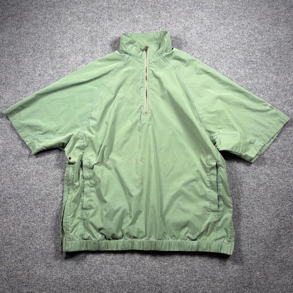 Tommy Bahama Windbreaker Mens Large Green Short Sleeve Quarter Zip Side Golf